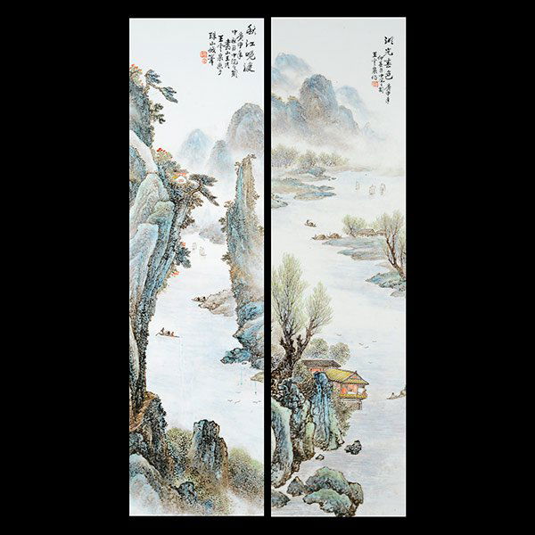 Two Enameled Porcelain Plaques, Signed Wang Yunquan (1 of 8)