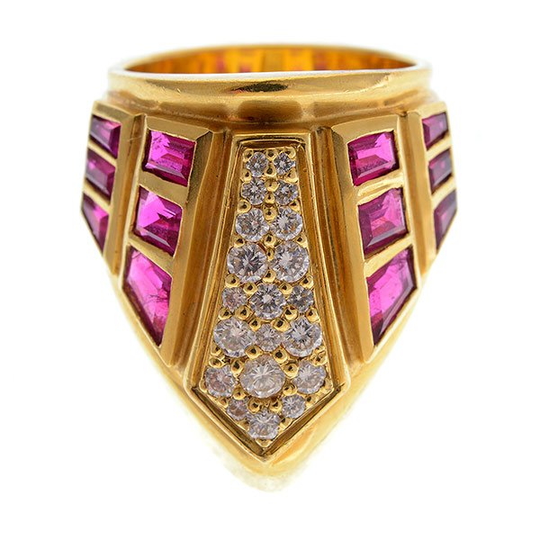 Fouts "Topkapi" Ruby, Diamond, 18k Yellow Gold Archer's (1 of 4)