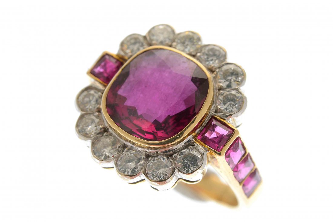 Ruby, Diamond, 18k Yellow Gold Ring. (1 of 4)