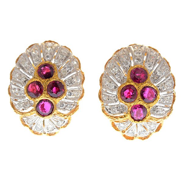 Pair of Ruby, Diamond, 18k Gold Earrings. (1 of 4)