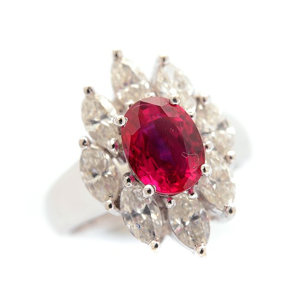 Ruby, Diamond, 18k White Gold Ring. (1 of 4)