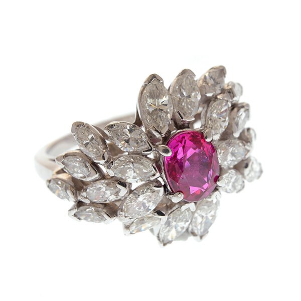 Sapphire, Diamond, Platinum Ring. (1 of 5)