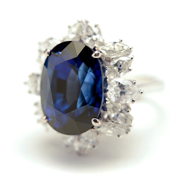 Sapphire, Diamond, 18k White Gold Ring. (1 of 4)