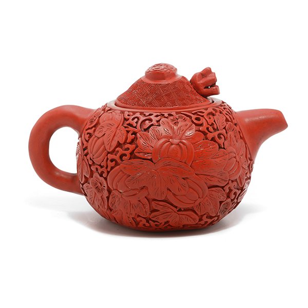 A Cinnabar Lacquer-Encased Yixing Teapot (1 of 5)