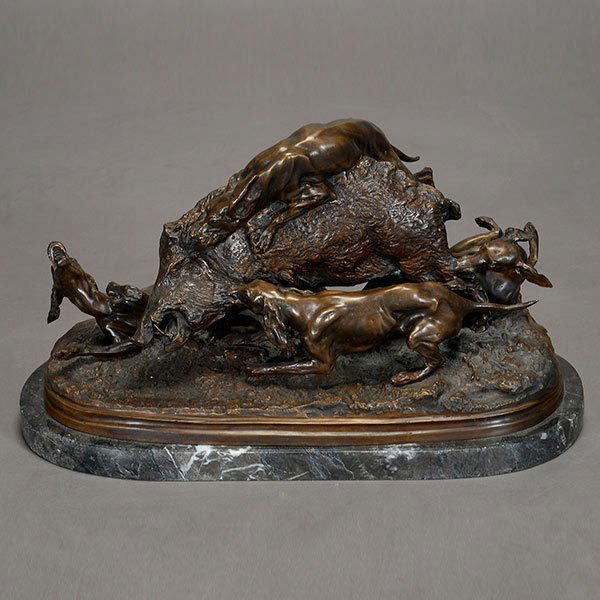 After PIERRE JULES MENE Dogs attacking boar bronze (1 of 4)