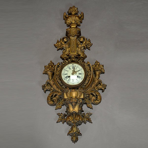 French Louis XV Style Gilt Bronze Cartel Clock (1 of 4)