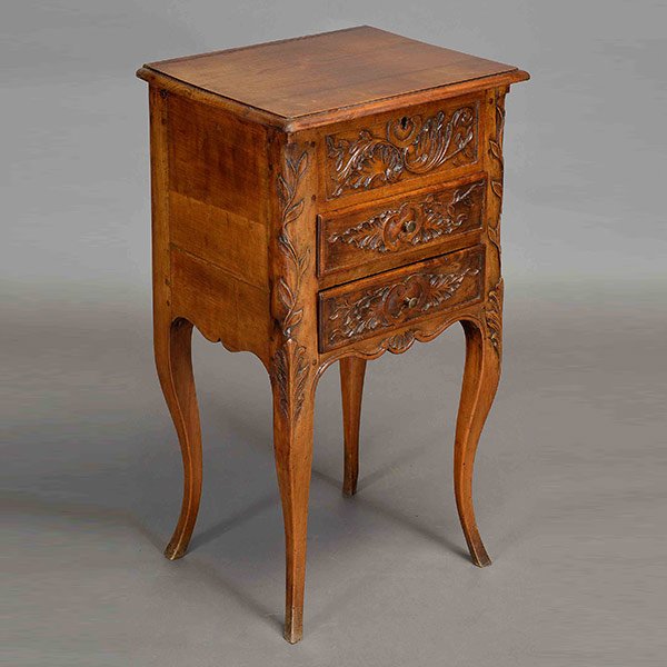 French Provincial Style Walnut Nightstand (1 of 5)