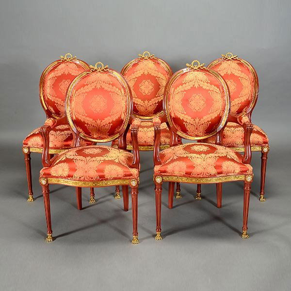 Suite of Five Empire Style Gilt Bronze Dining Chairs (1 of 6)