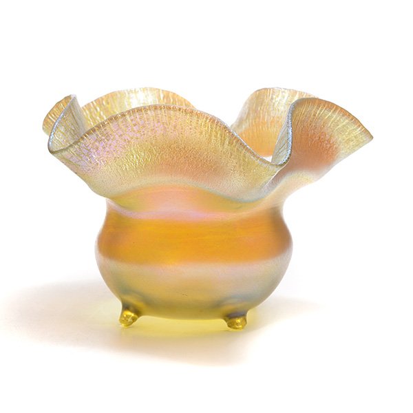 Tiffany Studios Favrile Bowl: Tiffany Studios Favrile Bowl, etched "L.C.T. Y7891" around sanded pontil, early 20th century {Height 3 1/2 inches; Greatest diameter 6 inches}