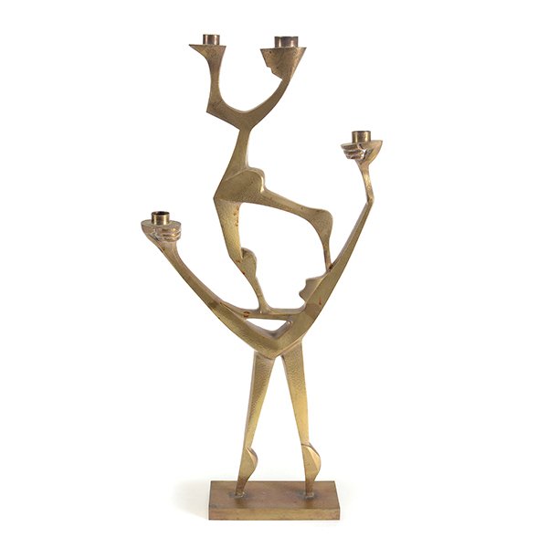 Judaica Brass Figural Four Light Candlestick (1 of 5)