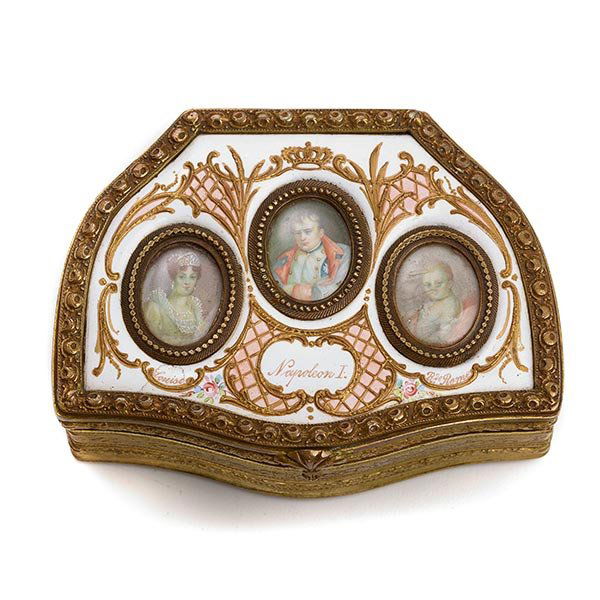 French Gilt Metal Enameled Napoleonic Dresser Box (1 of 5)