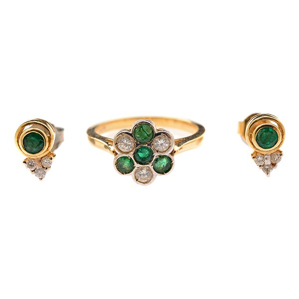 Emerald, Diamond, 14k Gold Jewelry Suite. (1 of 4)