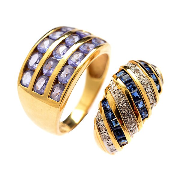 Collection of Two Tanzanite, Sapphire, Diamond, 14k (1 of 6)