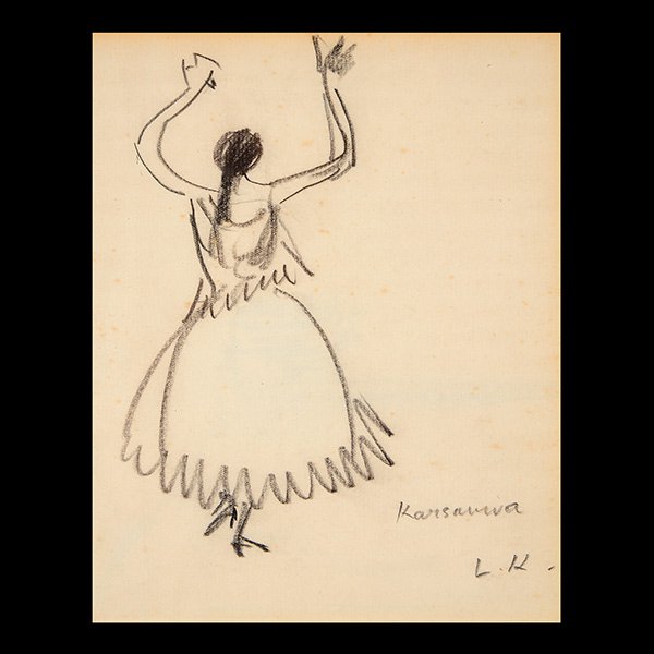 Dame Laura Night, crayon drawing of Ballerina English (1 of 4)