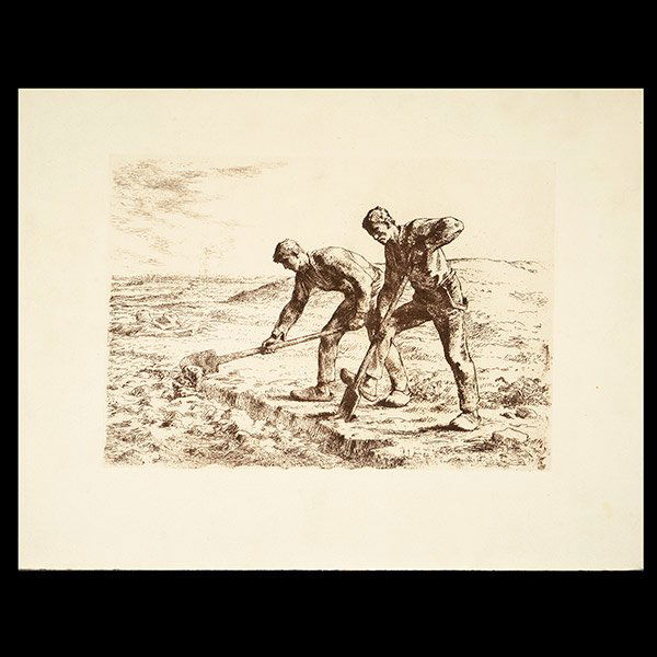JEAN FRANCOIS MILLET " The Diggers" etching unsigned (1 of 4)