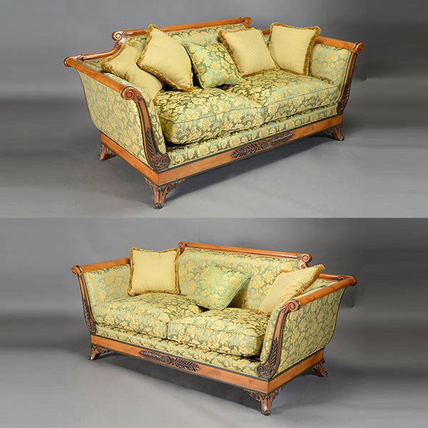 Pair of Empire Style Gilt Bronze Settees: Pair of Empire Style Gilt Bronze Settees, Late 20th Century {Dimensions 32 1/2 x 75 x 33 1/2 inches}