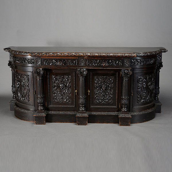 Renaissance Revival Ebonized Oak Demilune Console (1 of 5)