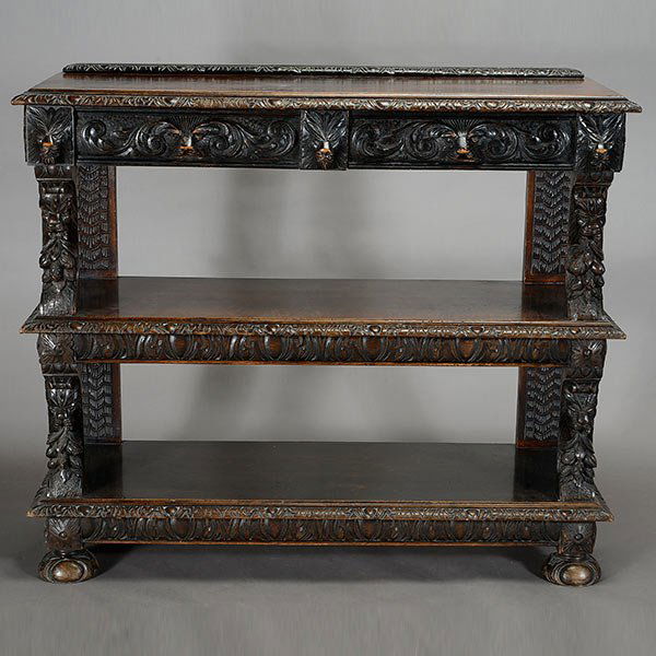 Renaissance Revival Ebonized Oak Two Tier Server (1 of 5)