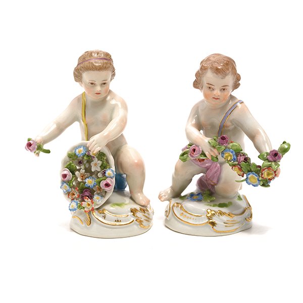 Two Meissen Figures of Children with Floral Bouquets (1 of 5)