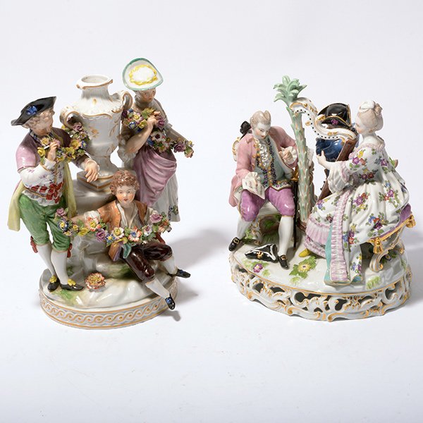 Two Dresden Porcelain Figural Groups (1 of 10)