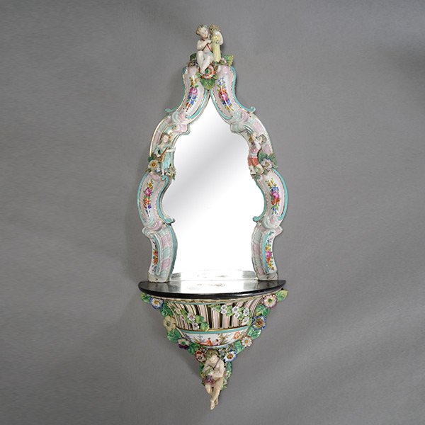 Dresden Porcelain Figural Wall Mirror (1 of 5)
