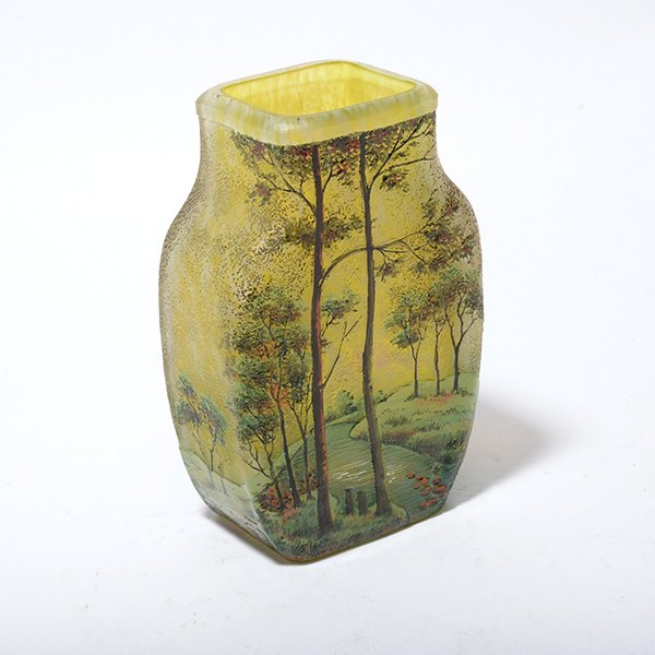 Fernandez Cameo Cut Glass Vase: Fernandez Cameo Cut Glass Vase, signed Fernandez, base inscribed 327/613 {Height 6 5/8 inches}