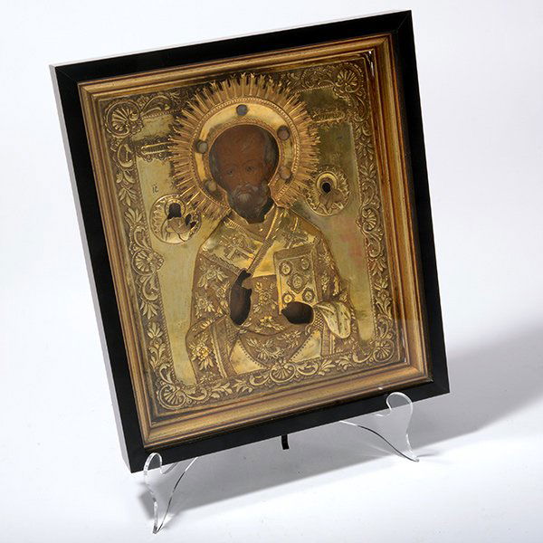 Russian Brass Oklad Icon of St. Nicholas (1 of 9)