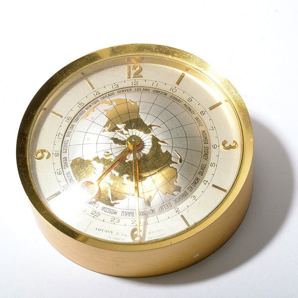 Tiffany and Co. Gilt Brass Eight Day Desk Clock (1 of 6)
