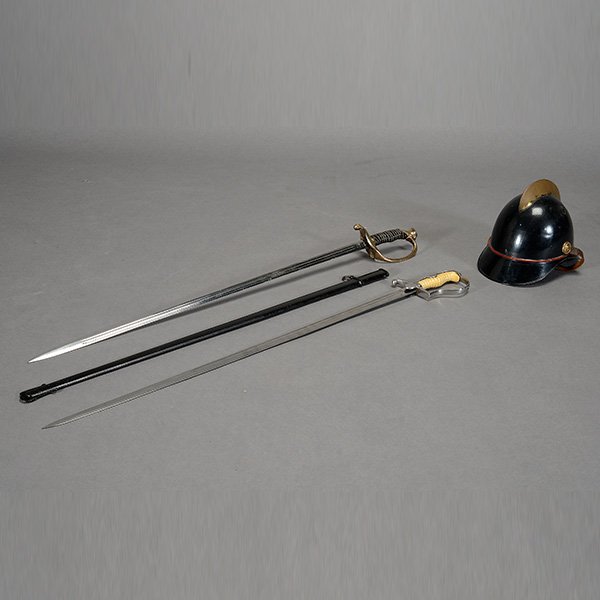 French/German Fireman Helmet and Two Swords (1 of 4)