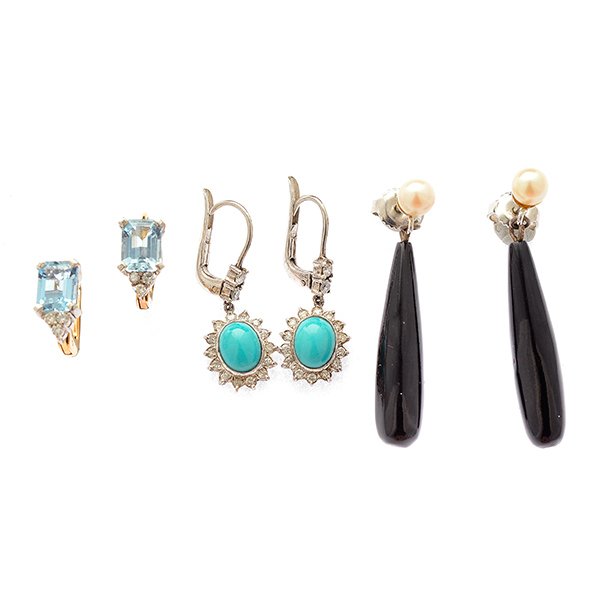 Multi-Stone, Diamond, Y & W Gold Earrings. (1 of 4)