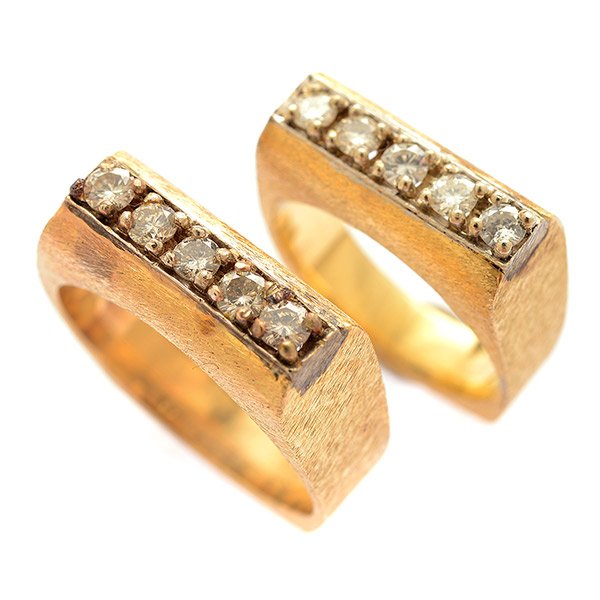 Collection of Two Diamond, 14k Yellow Gold Rings. (1 of 4)