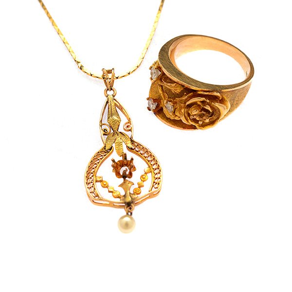 Collection of Diamond, Cultured Pearl, 14k Yellow Gold (1 of 4)