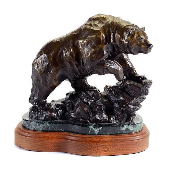 American, 20th C. "Brown Bear on Rocks" Bronze (1 of 5)