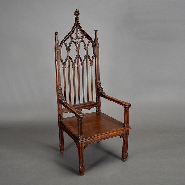 Gothic Revival Ebonized Armchair (1 of 4)
