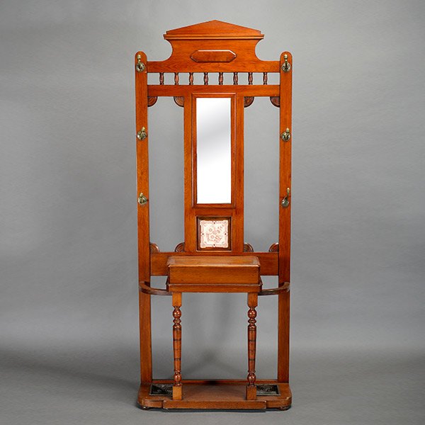 Aesthetic Movement Walnut Hall Tree with Single Center (1 of 4)