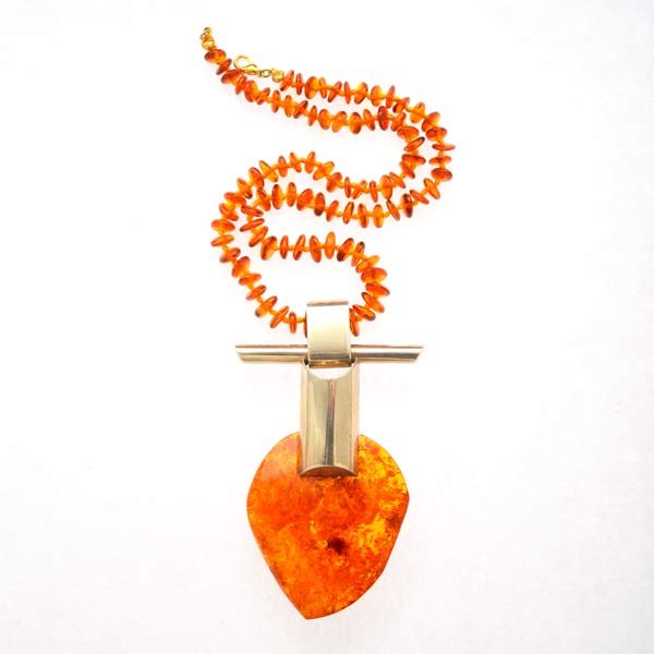 Amber, Sterling Silver, Metal Pendant Necklace. (1 of 4)