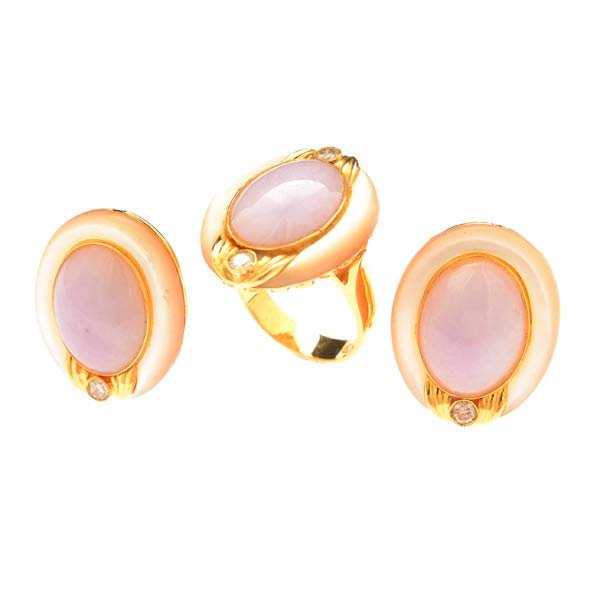 Jade, Mother-of-Pearl, Diamond, 18k Yellow Gold Jewelry (1 of 4)