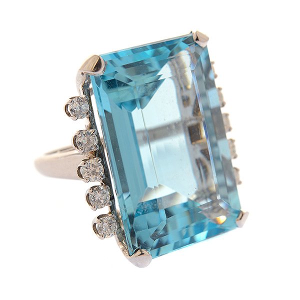 Aquamarine, Diamond, 14k White Gold Ring. (1 of 4)
