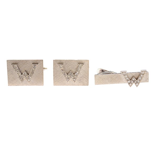 Gents Diamond, 14k White Gold Cufflinks Set. (1 of 4)
