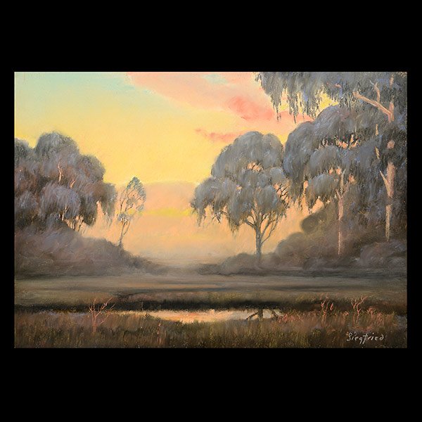 EDWIN C. SIGFRIED "Eucalyptus Trees" Pastel. (1 of 3)