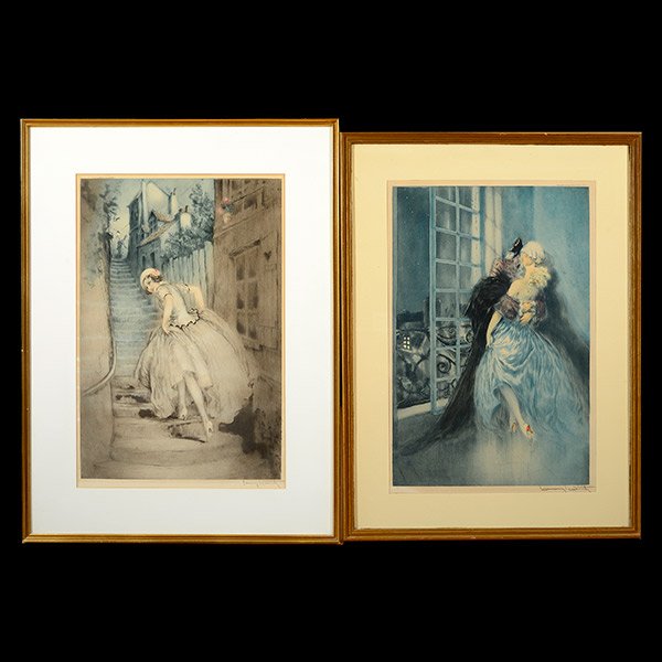 LOUIS ICART "Lovers" & "Charm of Montmarte" Etching & (1 of 5)