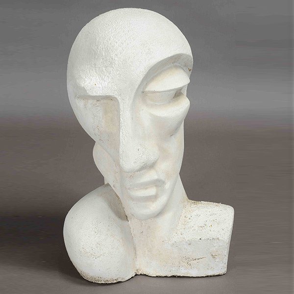 GRACE GOODRICH "Head" Cement Sculpture Contemporary: GRACE GOODRICH (American b. 1913) "Cabasa Grande" Cement sculpture. 24 x 15 x 11 inches. Unsigned. [CONDITION: In good condition with some surface dirt very minor.]