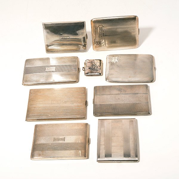 Eight Sterling Cigarette Cases and a Match Safe (1 of 8)