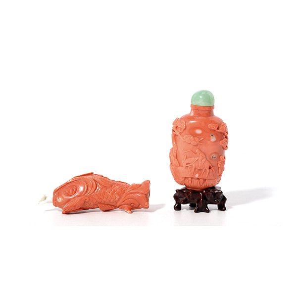 Two Coral Snuff Bottles*, 20th Century (1 of 4)