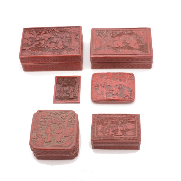 Six Cinnabar Lacquer Wares, Late 19th/Early 20th (1 of 10)