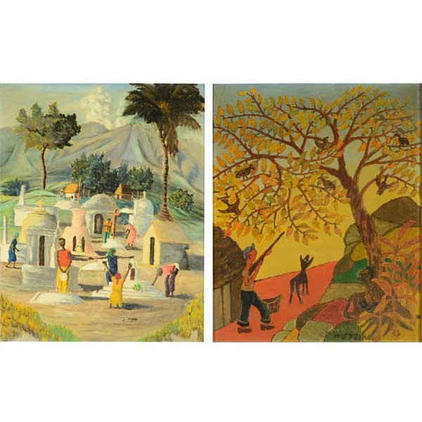 Two Haitian Paintings and Montas Antoine Box. (1 of 7)