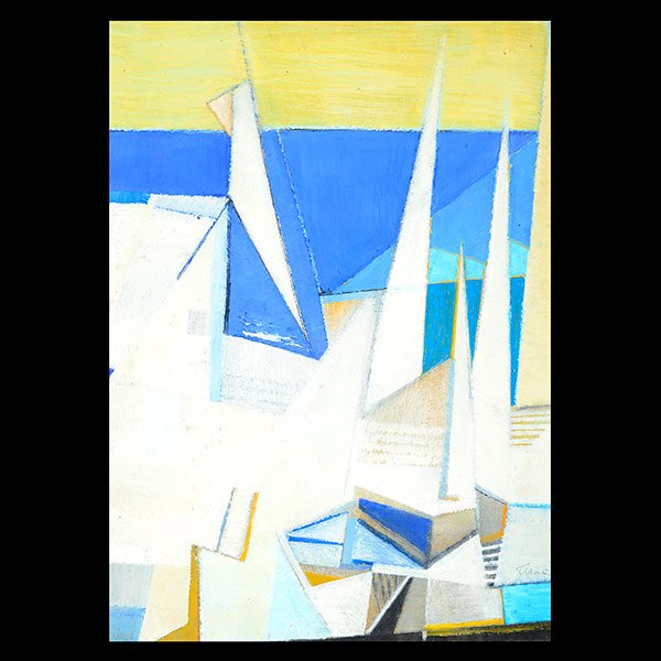 AMERICAN SCHOOL Mid-20th C. Abstract Marina (1 of 5)