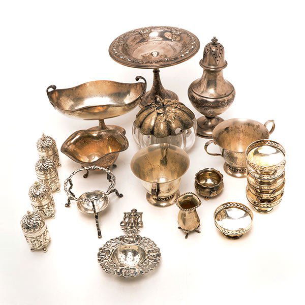 Collection of Sterling Tea Articles and Salts (1 of 10)