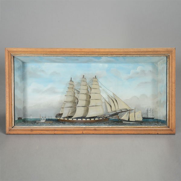 Ship Model Diorama in Shadow Box (1 of 4)