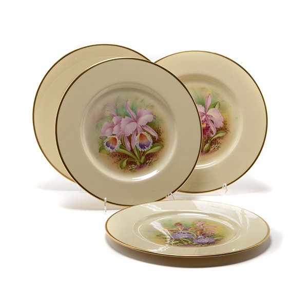Set of Twelve Lenox Hand Painted Orchid Service Plates (1 of 5)